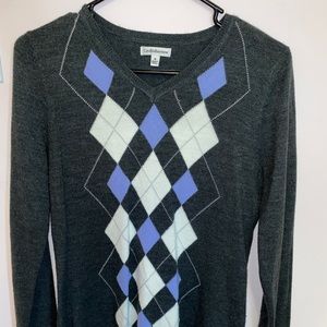 Long sleeve argyle sweater
